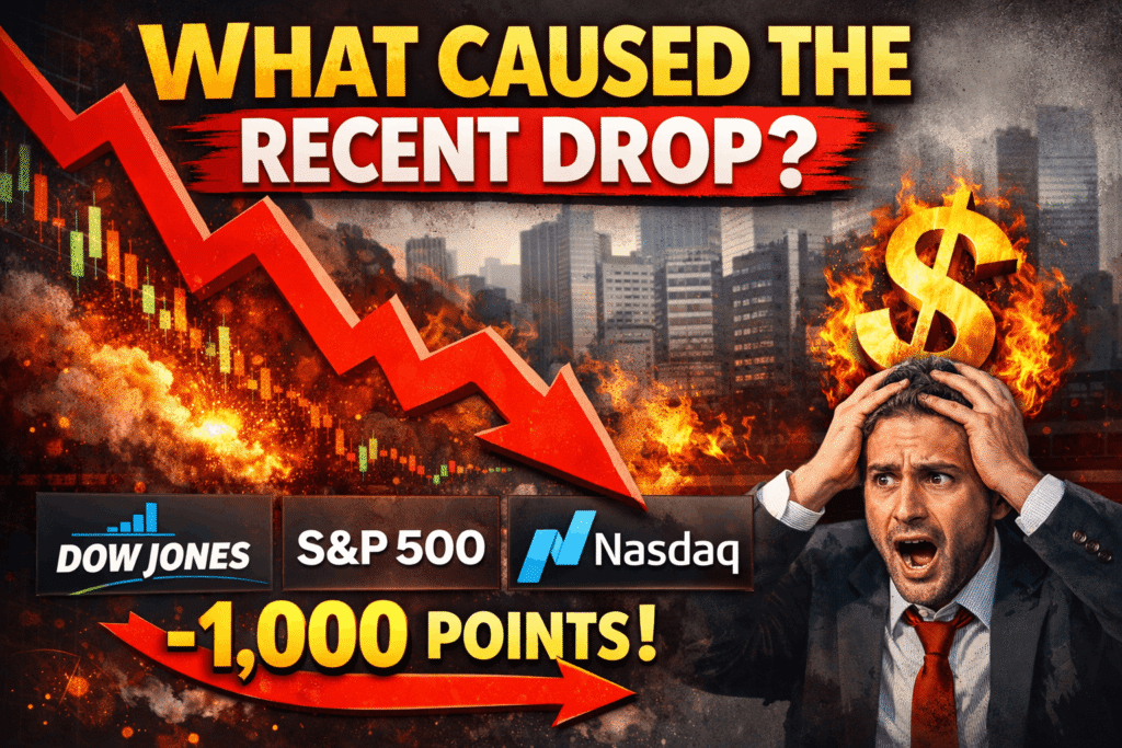 recent drop in Dow Jones S&P 500 and Nasdaq